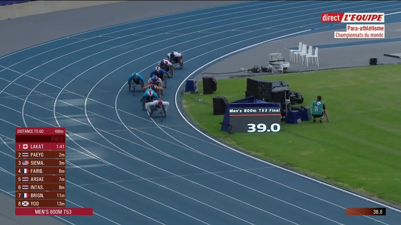fairbank 5e et brignone 8e de la finale du 800m t53 – para athlétisme – mondiaux (h)