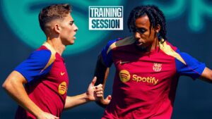 ecris un titre de vidéo en français à partir de celui ci : recovery session | fc barcelona training 🔵🔴